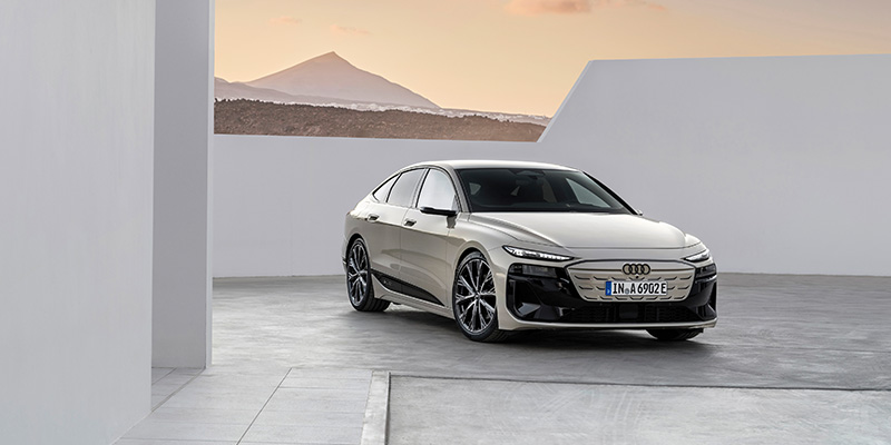 Beige Audi A6 e-tron Exterior Front Static