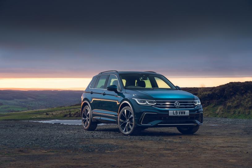 Blue Volkswagen Tiguan Exterior Front Sunset